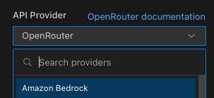 API Provider Search interface showing search and filter functionality